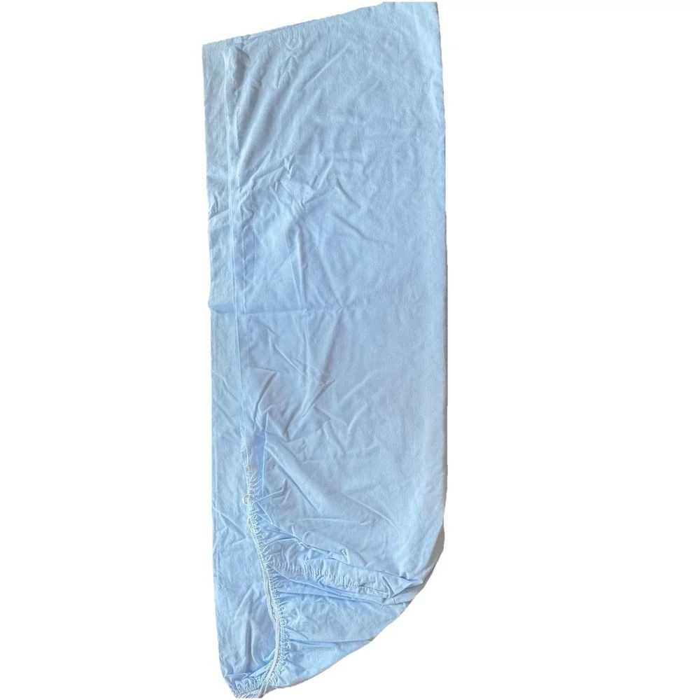VTG Dan River Twin Sheet Set – 1‎ Flat, 1 Fitted, 2 Cases Blue Eyelet Lace USA